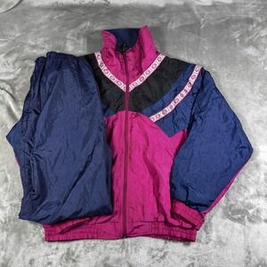 Vintage Casual Isle Track Suit Women Large Pink 80s 90s Windbreaker Jacket Pants